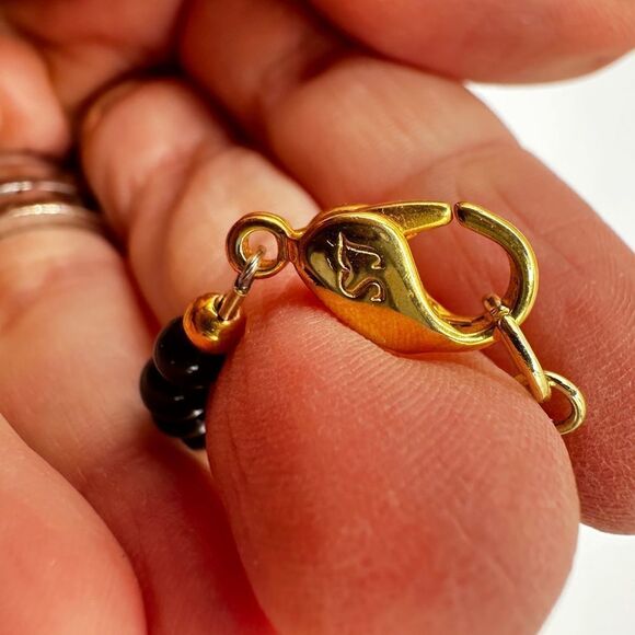 Vintage Lee Sands Black beads, Amethyst, Mother of Pearl Flower necklace! - Picture 7 of 12